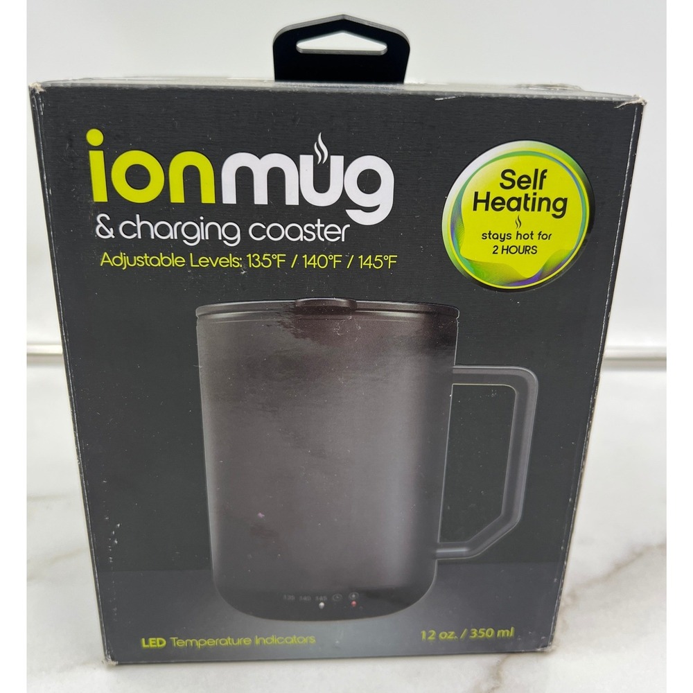 IonMug Self Heating Smart Coffee Mug & Charging Coaster Black 12oz 7560WM-3
